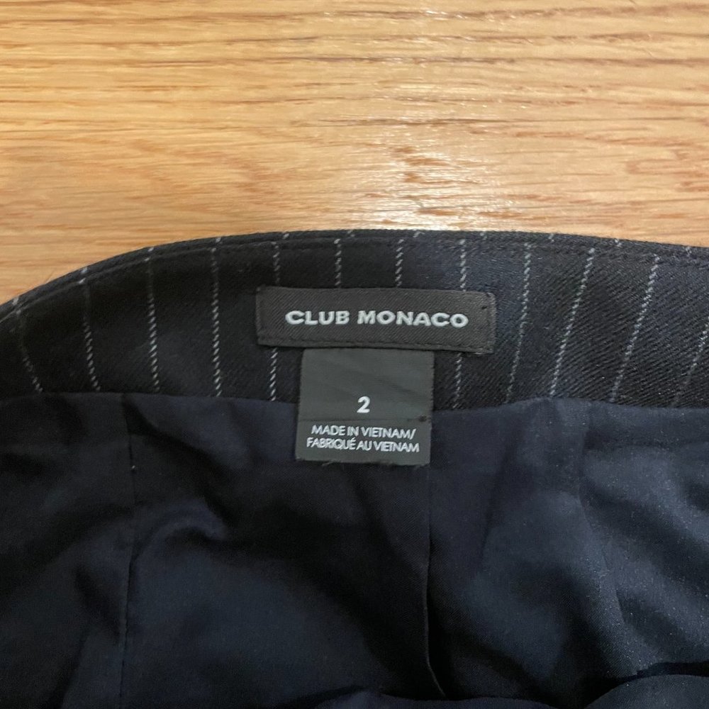Club Monaco Pinstripe Pencil Skirt with Leather Trim - Picture 3 of 3